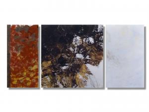 Malerei - Fotografie - Korrespondenz – <b>Großer Moorbach (Triptychon)</b>, Mischtechnik auf Plexiglas und C-Print/Diaplex, insgesamt 70 x 155 x 3 cm, 2013