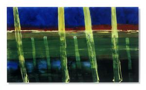 Malerei auf Acrylglas 2 (ab 2008) – <b>Ufer I</b>, Mischtechnik hinter Plexiglas, 75x130cm, 2008